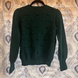 Simplee Hunter‎ Green Pom Pom Sweater Size Medium